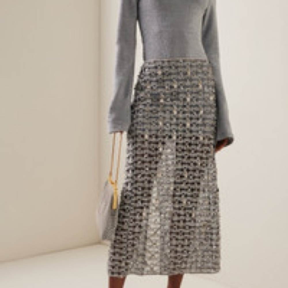 Johanna Ortiz silver metal 3 piece skirt set Deep Life  8 nwt